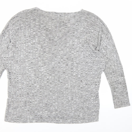 Lipsy Women Grey Long Sleeve V-Neck Jersey Top Size 12