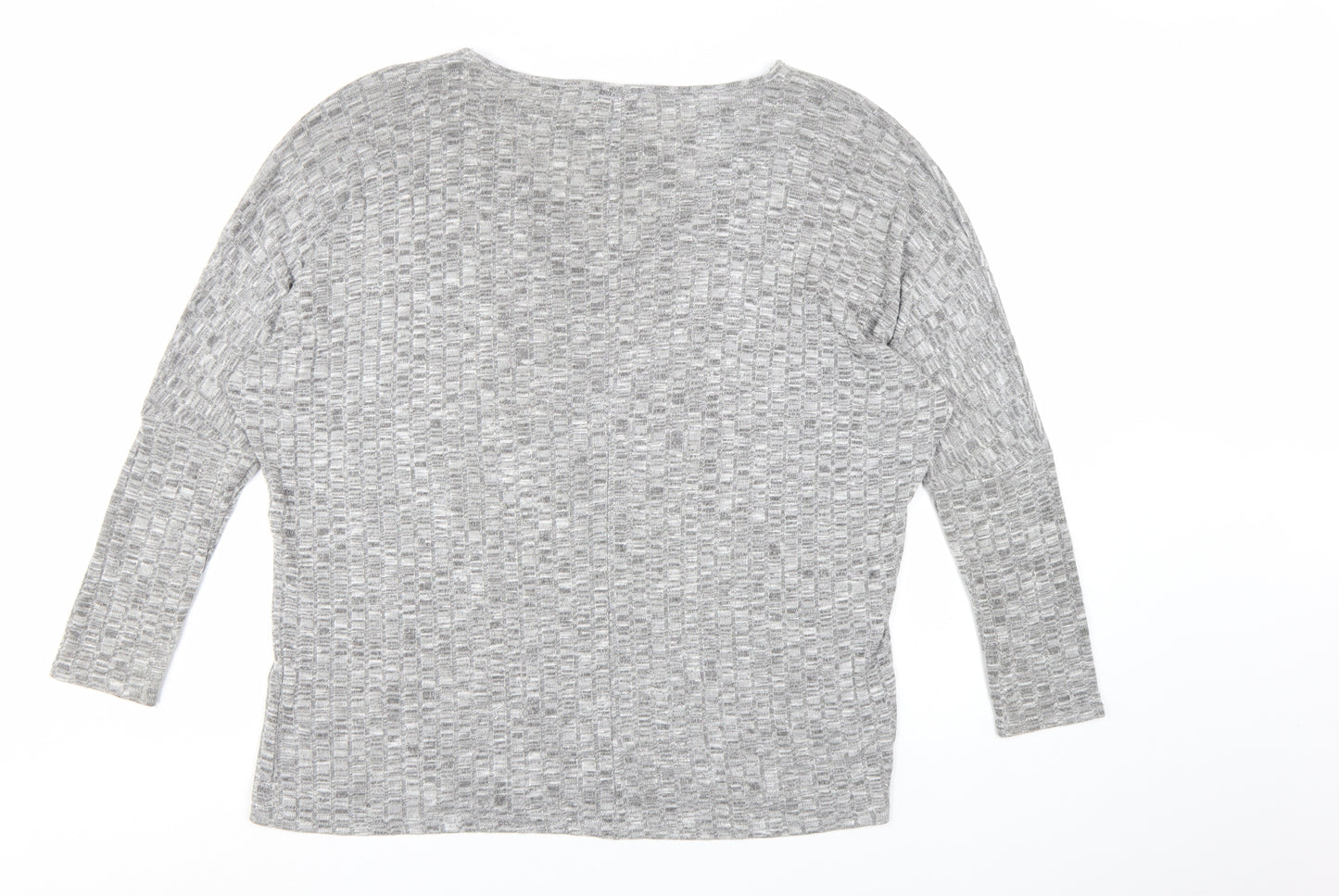 Lipsy Women Grey Long Sleeve V-Neck Jersey Top Size 12