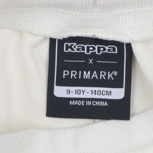 Kappa x Primark Girls Ivory Jogger Trousers 9-10 Years Elastic Waist