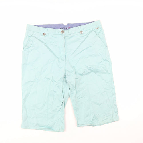 Marks and Spencer Women’s Green Bermuda Shorts Size 16 Stretch Cotton