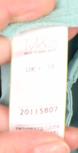Marks and Spencer Women’s Green Bermuda Shorts Size 16 Stretch Cotton