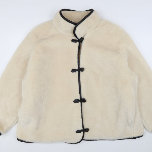 H&M Women’s Ivory Faux Fur Jacket Size 18 Classic Mid-Length