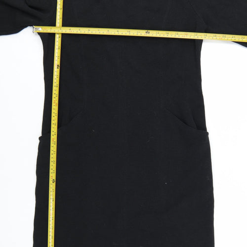 Boden Women Black Shift Dress Size 12L 3/4 Sleeve Knee Length Workwear