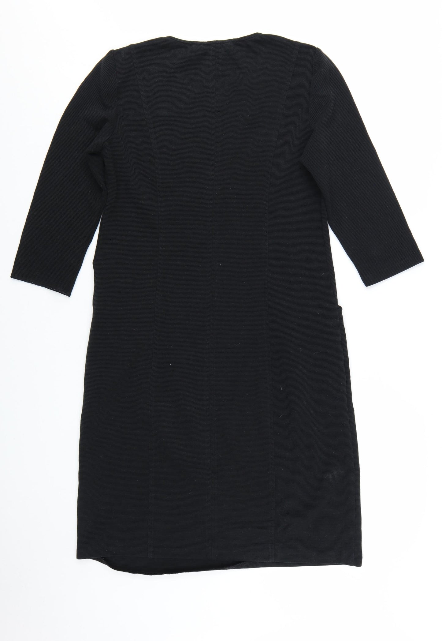 Boden Women Black Shift Dress Size 12L 3/4 Sleeve Knee Length Workwear
