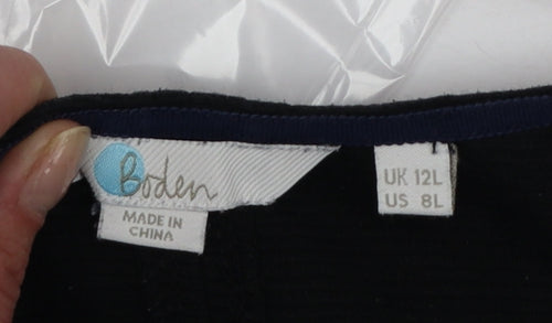 Boden Women Black Shift Dress Size 12L 3/4 Sleeve Knee Length Workwear
