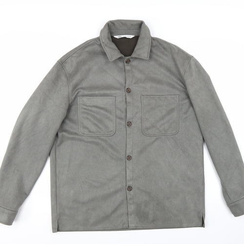 ZARA Men's Grey Casual Cotton Twill Button Jacket M