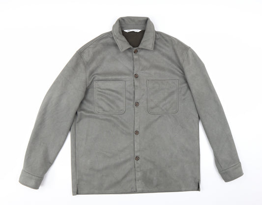 ZARA Men's Grey Casual Cotton Twill Button Jacket M