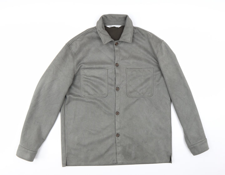 ZARA Men's Grey Casual Cotton Twill Button Jacket M