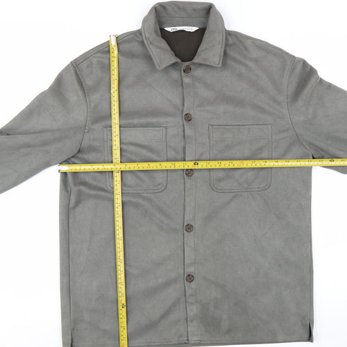 ZARA Men's Grey Casual Cotton Twill Button Jacket M