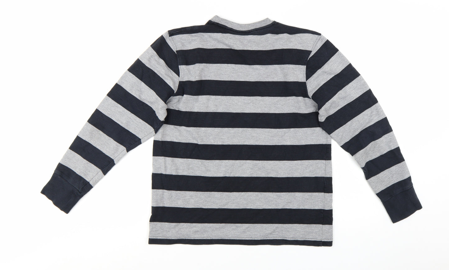 Motolegends Men's Grey Black Striped Cotton Pullover Sweatshirt M