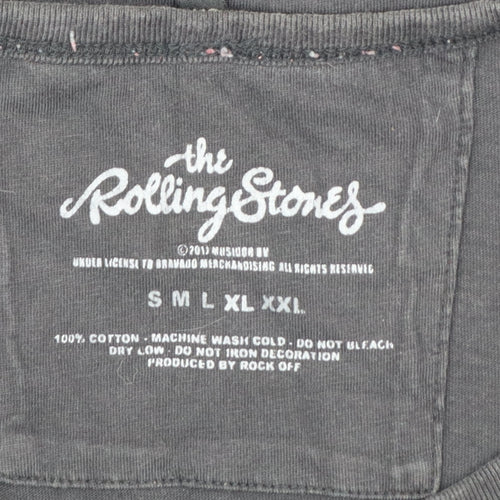 The Rolling Stones Men's Black Sleeveless Graphic T-Shirt XL Cotton Rock Theme