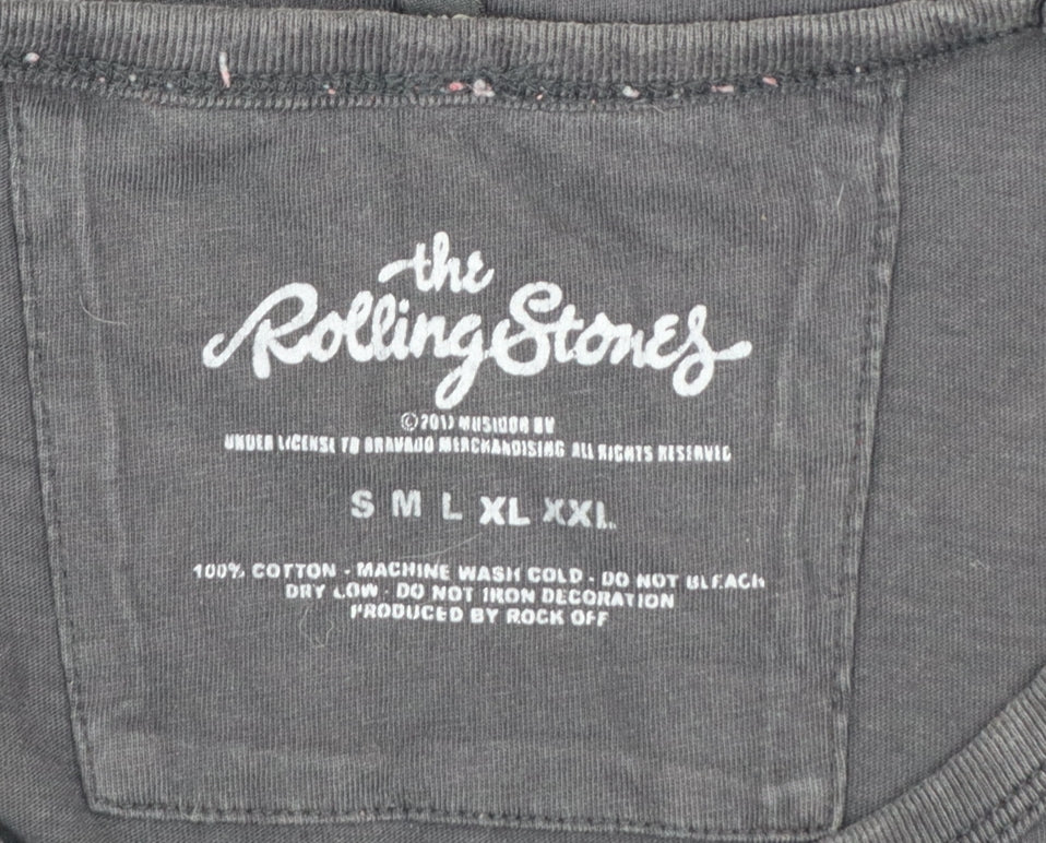 The Rolling Stones Men's Black Sleeveless Graphic T-Shirt XL Cotton Rock Theme