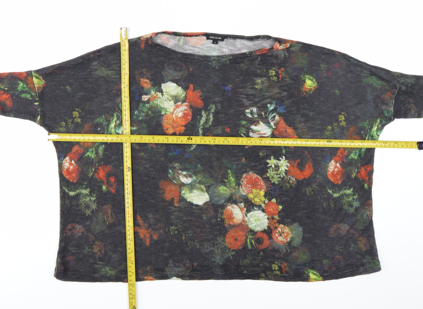 River Island Women's Multicoloured Floral Relaxed Pullover Jumper Size 8