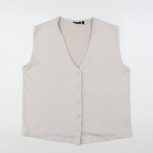 ASOS DESIGN Women’s Beige Sleeveless V-Neck Button Blouse Size S