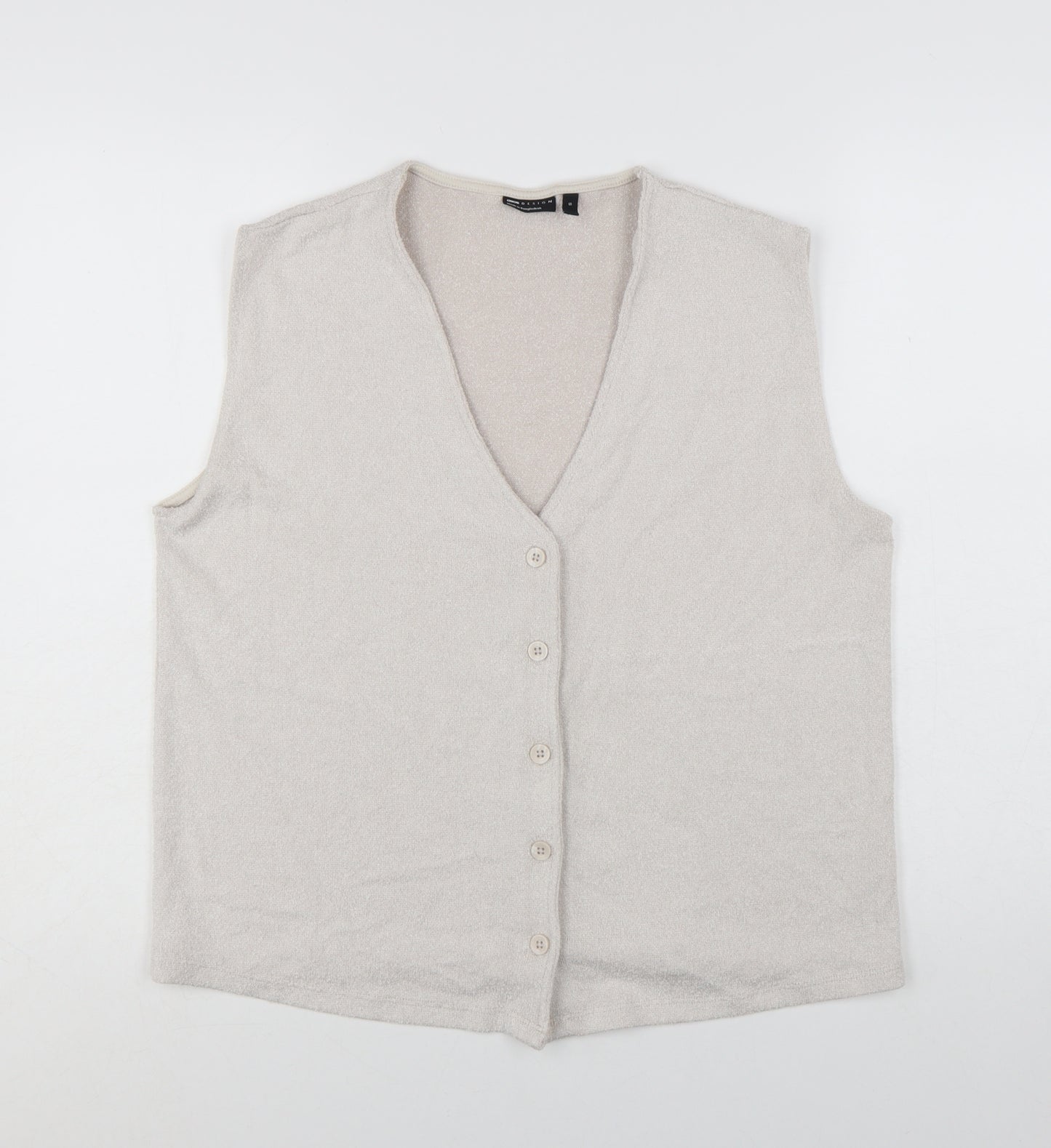 ASOS DESIGN Women’s Beige Sleeveless V-Neck Button Blouse Size S
