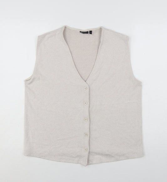 ASOS DESIGN Women’s Beige Sleeveless V-Neck Button Blouse Size S