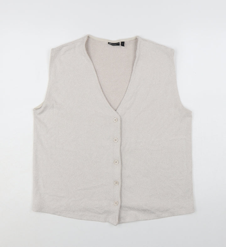 ASOS DESIGN Women’s Beige Sleeveless V-Neck Button Blouse Size S