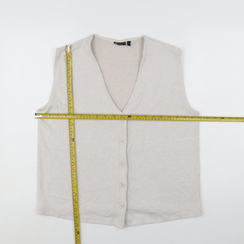 ASOS DESIGN Women’s Beige Sleeveless V-Neck Button Blouse Size S