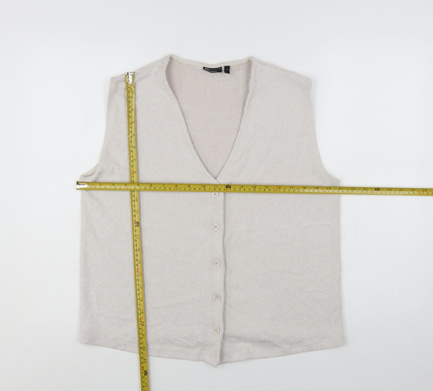 ASOS DESIGN Women’s Beige Sleeveless V-Neck Button Blouse Size S