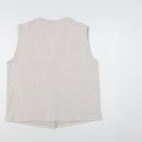 ASOS DESIGN Women’s Beige Sleeveless V-Neck Button Blouse Size S