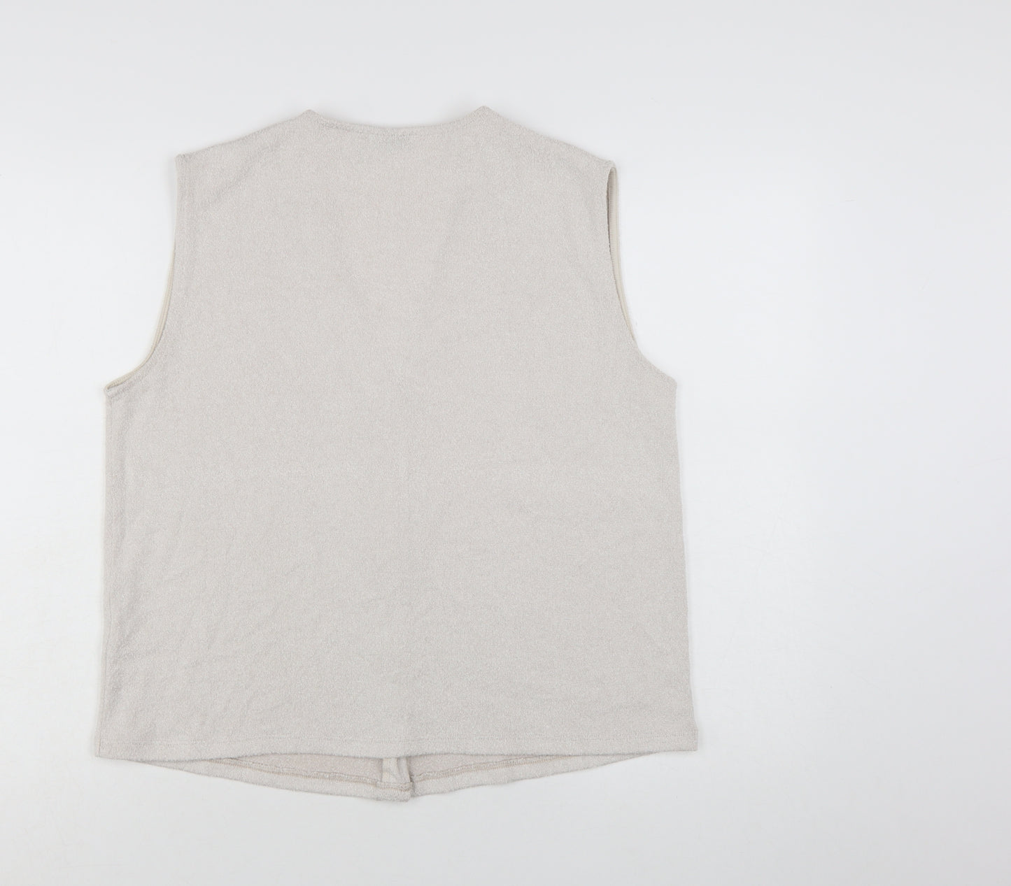 ASOS DESIGN Women’s Beige Sleeveless V-Neck Button Blouse Size S