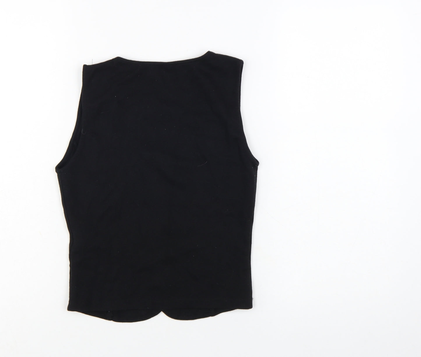 Zara Women Black Cropped Button Blouse Sleeveless S