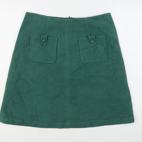 Boden Women Green Size 10 A-Line Cotton Stretch Knee Length Skirt