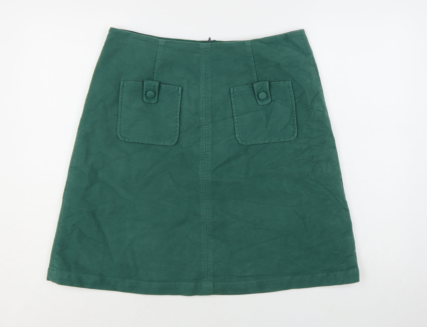 Boden Women Green Size 10 A-Line Cotton Stretch Knee Length Skirt