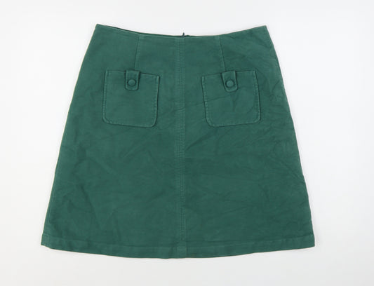 Boden Women Green Size 10 A-Line Cotton Stretch Knee Length Skirt