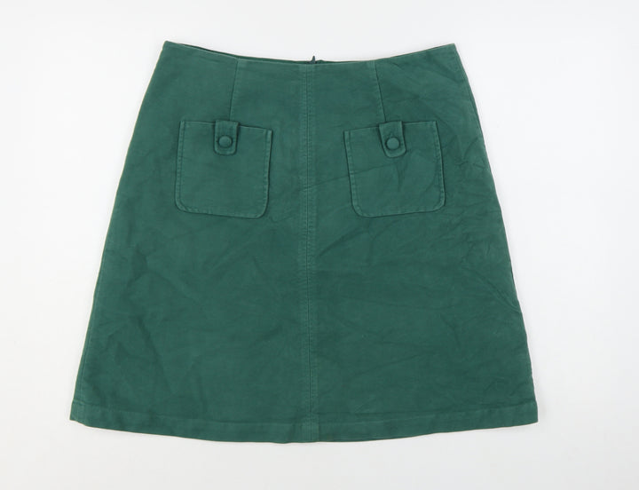 Boden Women Green Size 10 A-Line Cotton Stretch Knee Length Skirt