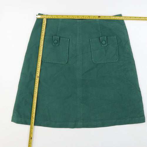 Boden Women Green Size 10 A-Line Cotton Stretch Knee Length Skirt