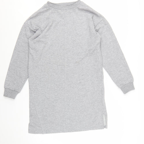River Island Women Grey Size 10 Long Sleeve T-Shirt Dress