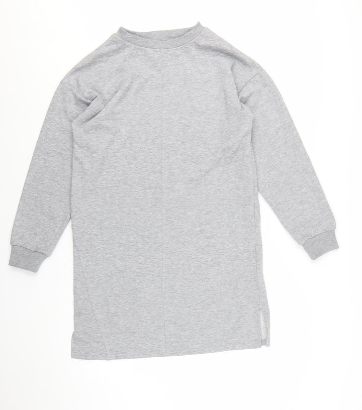 River Island Women Grey Size 10 Long Sleeve T-Shirt Dress