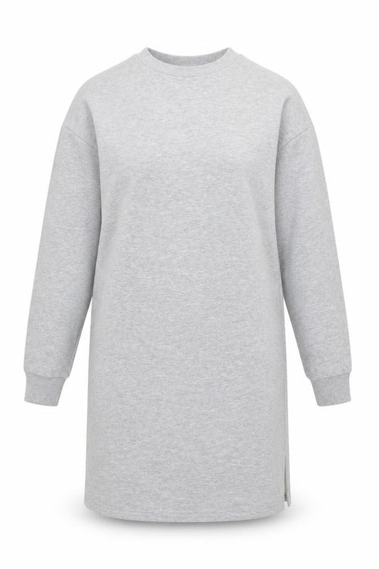 Front view of River Island Women Grey, size 10, Long Sleeve T-Shirt Dress