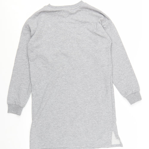 River Island Women Grey Size 10 Long Sleeve T-Shirt Dress