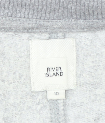 River Island Women Grey Size 10 Long Sleeve T-Shirt Dress