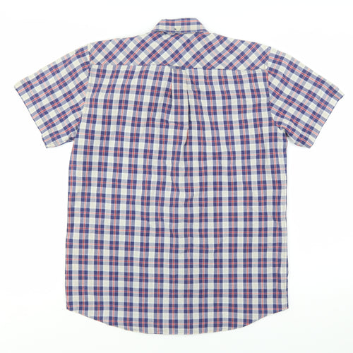 Ben Sherman Men's Blue Checked Short Sleeve Button-Up Shirt Size S