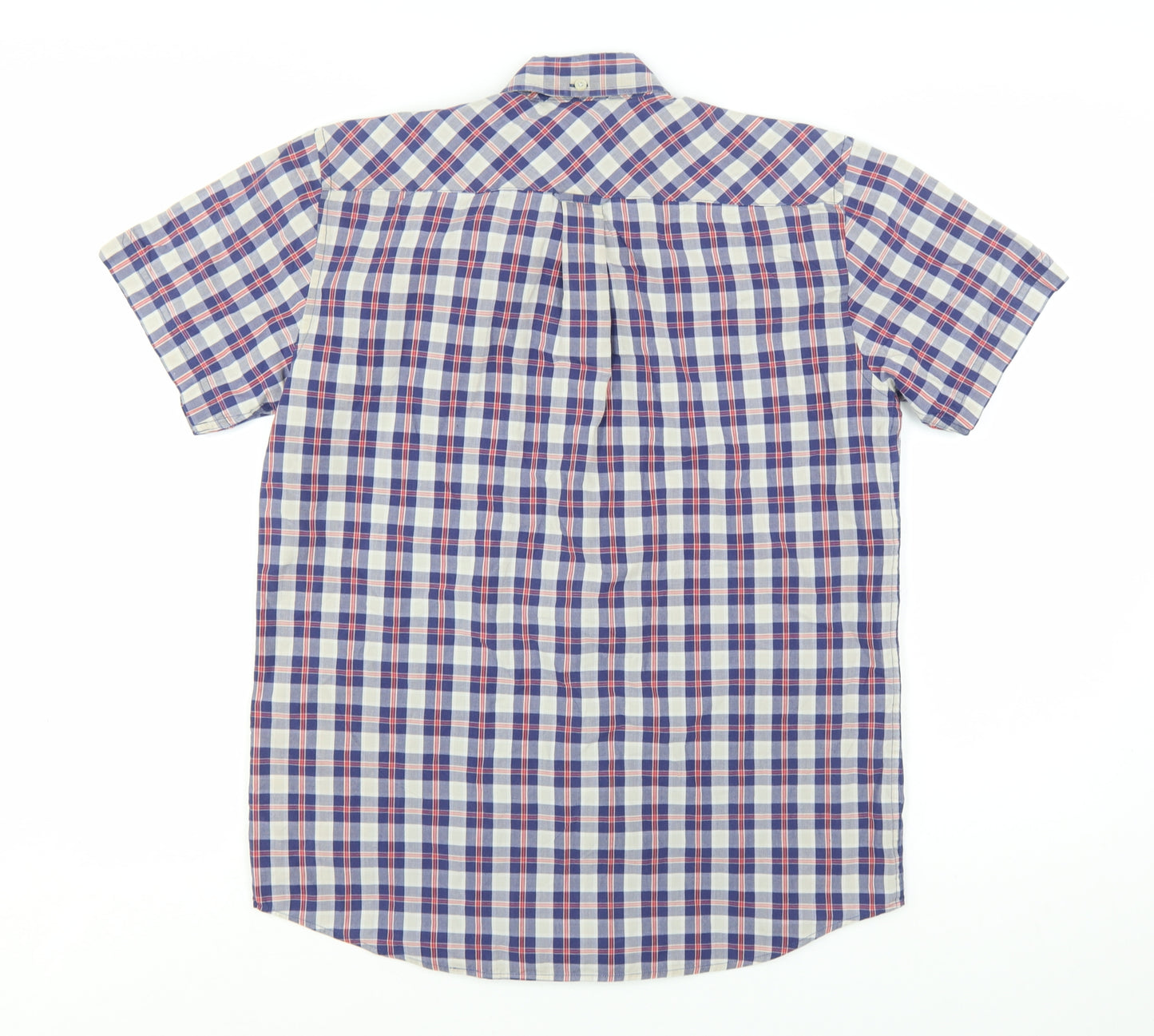 Ben Sherman Men's Blue Checked Short Sleeve Button-Up Shirt Size S