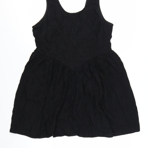 Next Women Black Size 18 Skater Dress Sleeveless Linen Blend