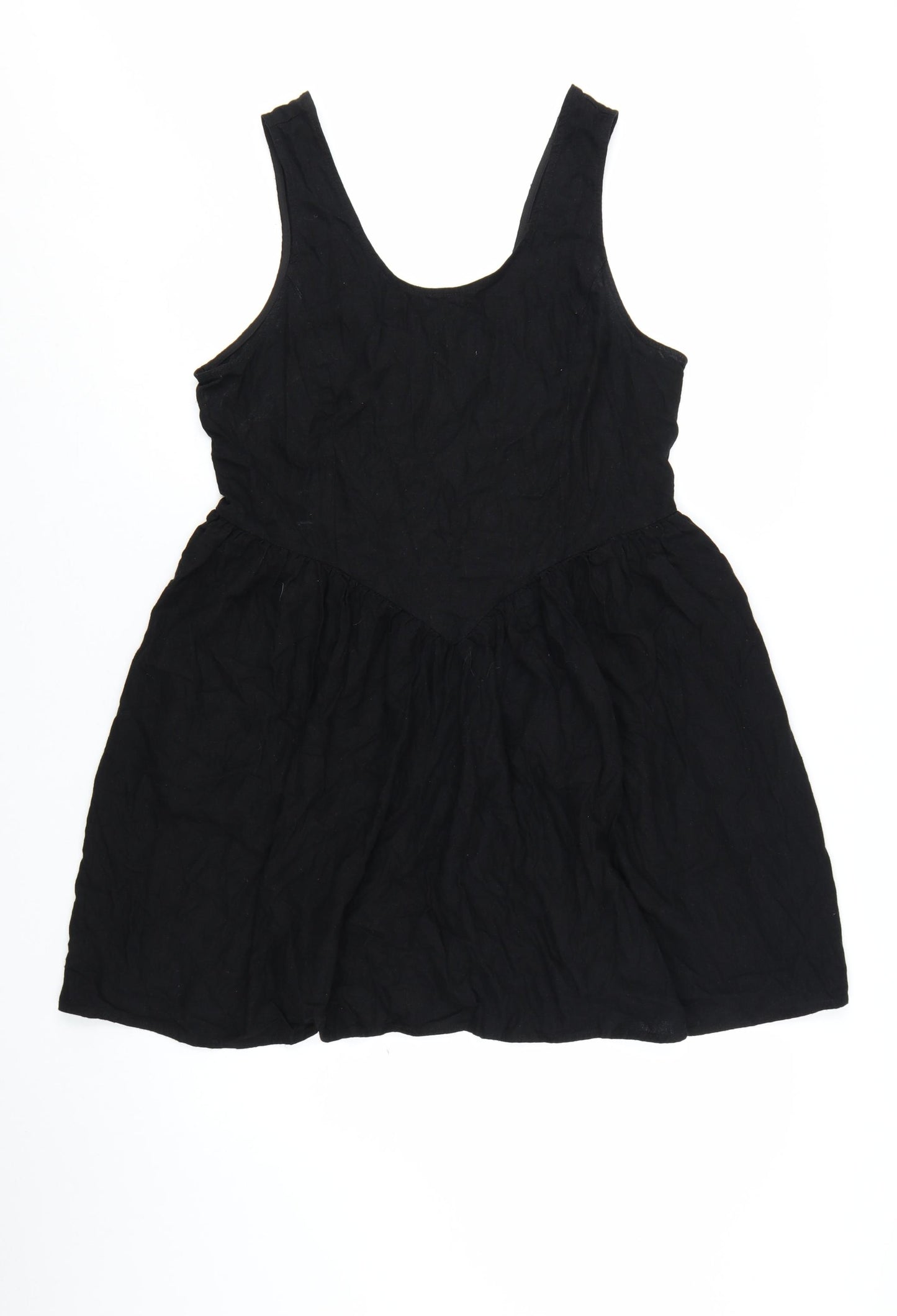 Next Women Black Size 18 Skater Dress Sleeveless Linen Blend
