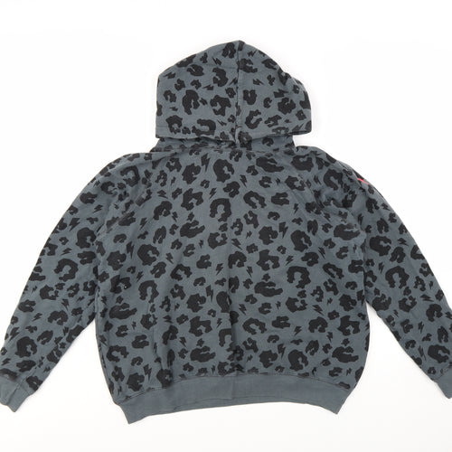 Scamp & Dude Women Grey Black Animal Print Pullover Hoodie Small