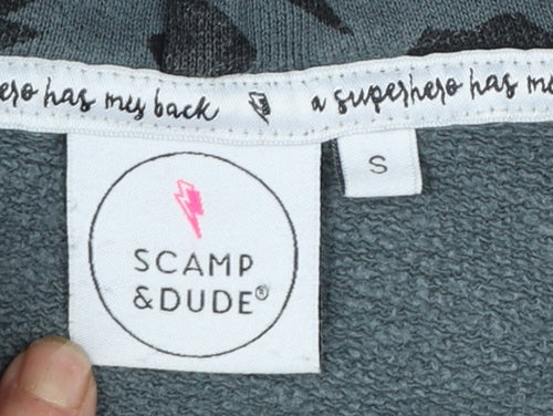 Scamp & Dude Women Grey Black Animal Print Pullover Hoodie Small