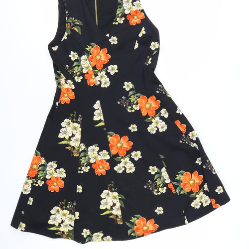Guess Women's Black Floral Fit & Flare Sleeveless Dress M