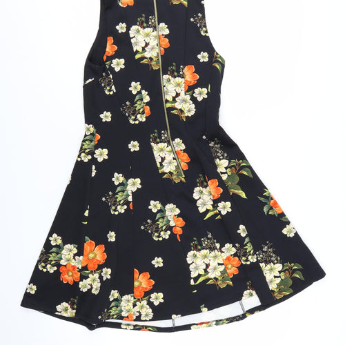 Guess Women's Black Floral Fit & Flare Sleeveless Dress M