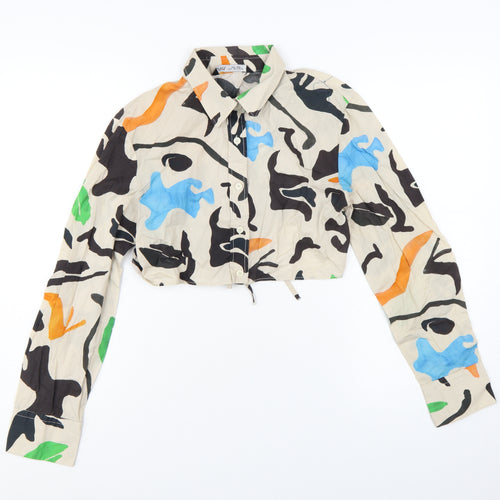 ZARA Women’s Multicoloured Cropped Button-Up Shirt Size S