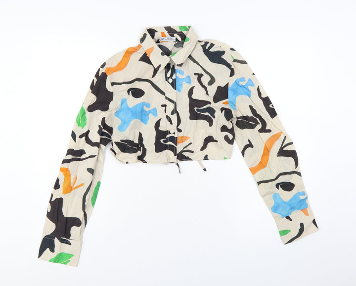 ZARA Women’s Multicoloured Cropped Button-Up Shirt Size S