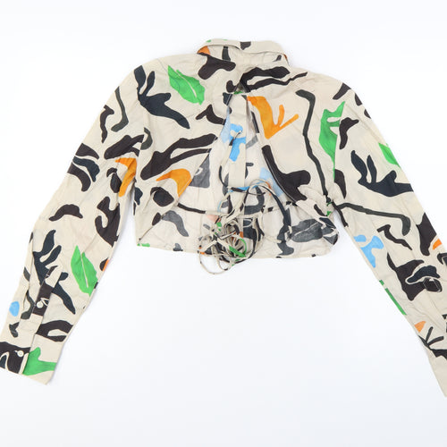 ZARA Women’s Multicoloured Cropped Button-Up Shirt Size S