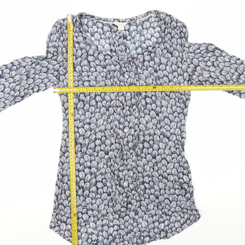 Monsoon Women Blue Floral Long Sleeve Viscose Tunic Blouse UK 10