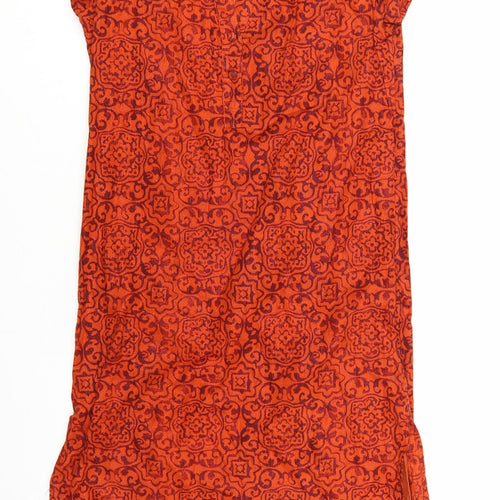 GAP Women’s Orange Cotton Shift Dress S Boho Geometric Pattern