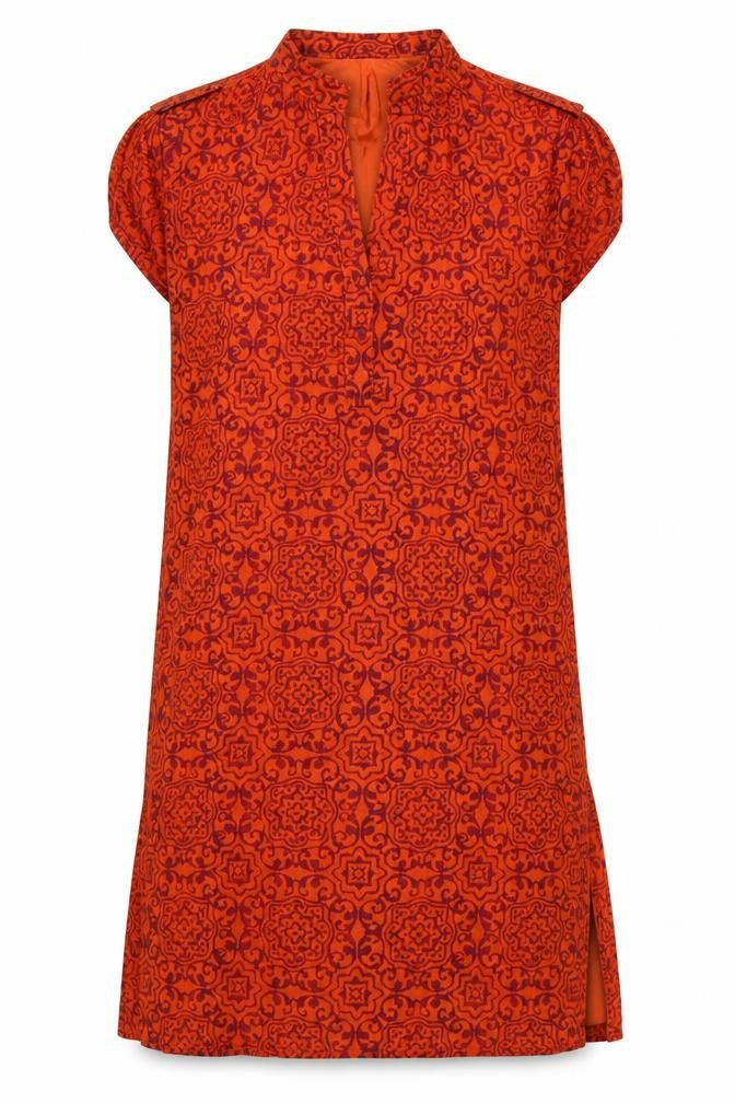 Gap Women’s Orange Cotton Shift Dress S Boho Geometric Pattern